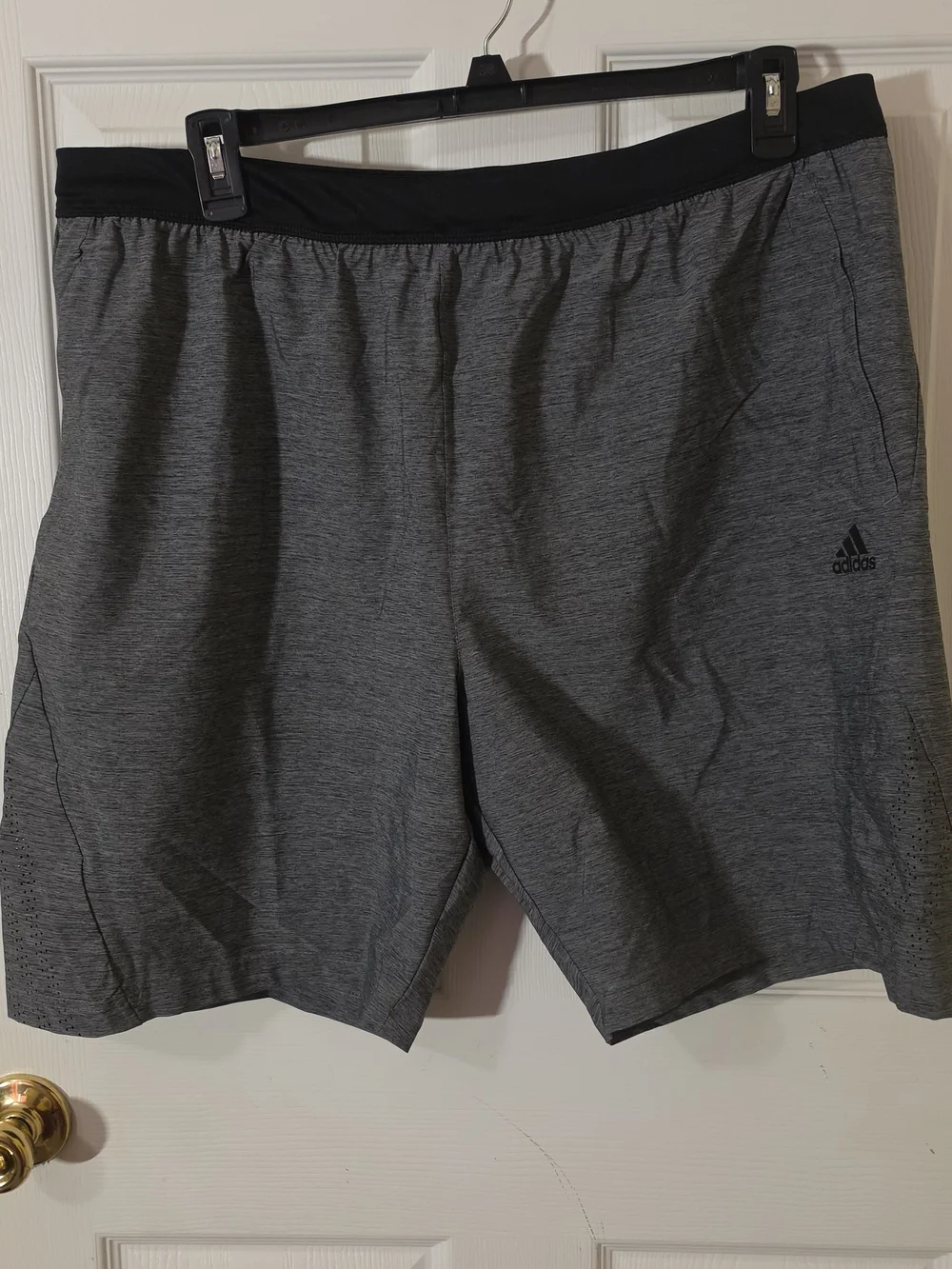 adidas Men’s Gray Athletic Training Shorts with Black Waistband